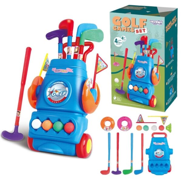 Zestaw do Mini Golfa dla Dzieci 4 Kije Wózek na Kółkach 3+ - Woopie - 001