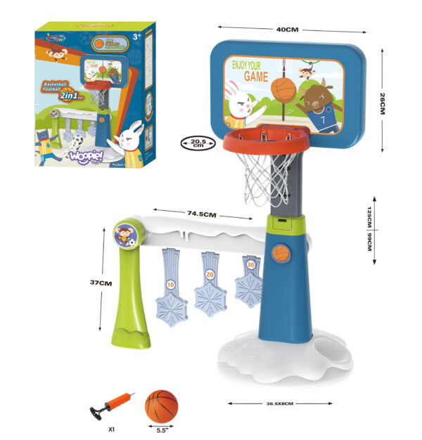 WOOPIE Zestaw 2w1 Koszykówka Bramka do Piłki Nożnej + Piłka + Pompka - 003