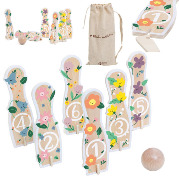 CLASSIC WORLD Wooden Bowling Game for Children 6 pcs + Ball - 001