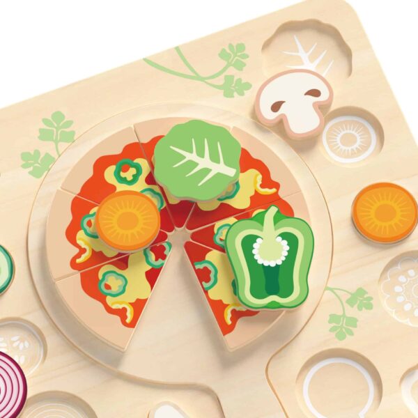 CLASSIC WORLD Drewniana Pizza do Krojenia Układanka Warzywa 22 el. - 007