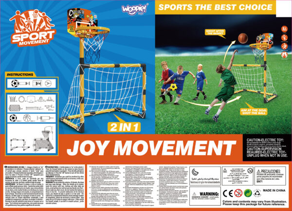 WOOPIE Zestaw 2w1 koszykówka Bramka do Piłki Nożnej + Piłki i Pompka - 012