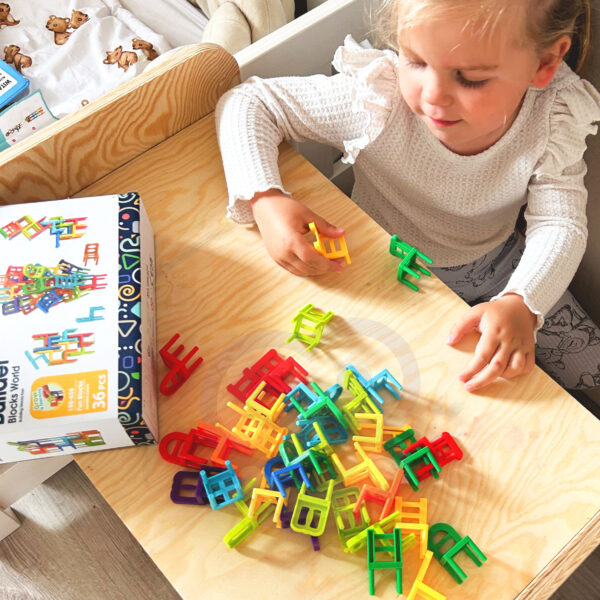 WOOPIE Gra Zręcznościowa Układanka Klocków Balansujące Krzesła 36 el. - 003