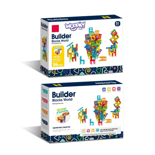 WOOPIE Gra Zręcznościowa Układanka Klocków Balansujące Krzesła 36 el. - 010