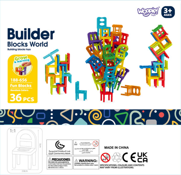 WOOPIE Gra Zręcznościowa Układanka Klocków Balansujące Krzesła 36 el. - 011