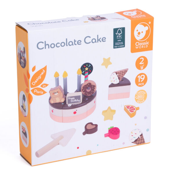 CLASSIC WORLD Drewniany Tort Urodzinowy do Krojenia 19el. - 009
