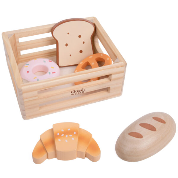 CLASSIC WORLD Zestaw Drewnianych Wypieków w Koszyku 6 el. - 003