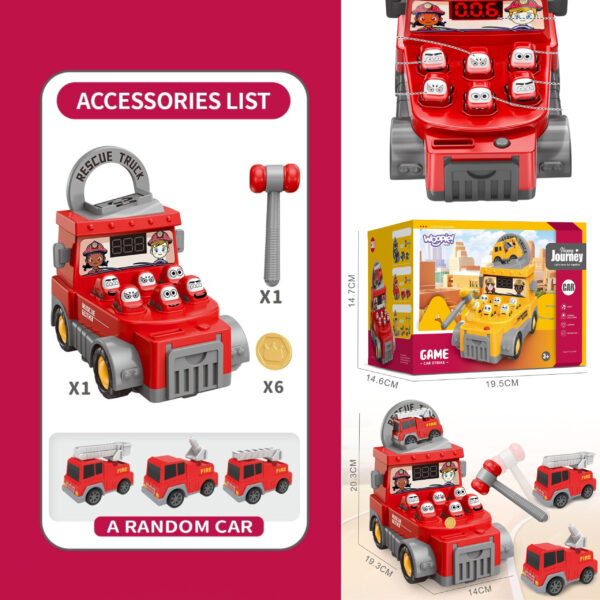 WOOPIE Gra Zręcznościowa Uderz Młotkiem Wbijak Straż Pożarna z Akcesoriami - 004