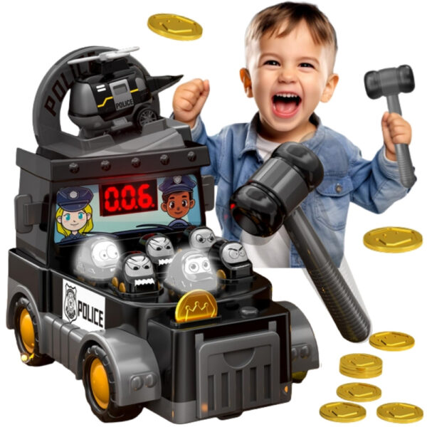 WOOPIE Gra Zręcznościowa Uderz Młotkiem Wbijak Wóz Policyjny z Akcesoriami - 001 WOOPIE Gra Zręcznościowa Uderz Młotkiem Wbijak Wóz Policyjny z Akcesoriami - 001