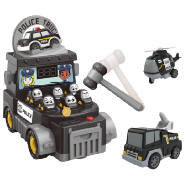 WOOPIE Gra Zręcznościowa Uderz Młotkiem Wbijak Wóz Policyjny z Akcesoriami - 002
