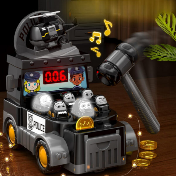 WOOPIE Gra Zręcznościowa Uderz Młotkiem Wbijak Wóz Policyjny z Akcesoriami - 005