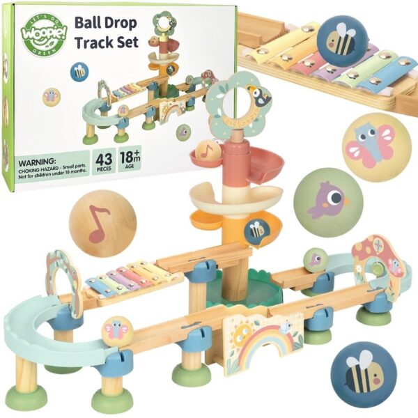 WOOPIE GREEN Drewniany Tor Kulkowy z Efektami Dźwiękowymi Cymbałki FSC - 001