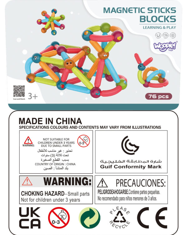 WOOPIE Magnetyczne Klocki Konstrukcyjne Edukacyjne 76 el. - 007
