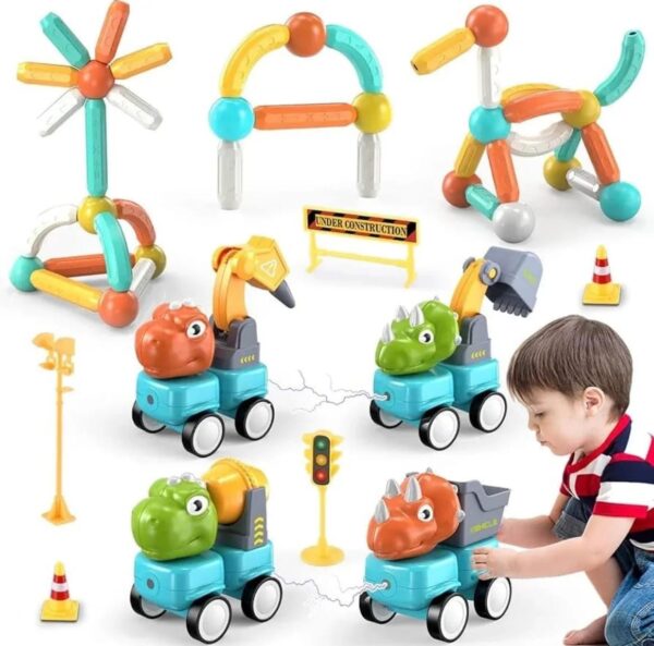 WOOPIE Klocki Magnetyczne Dinozaury Konstrukcyjne 84 el. - 001