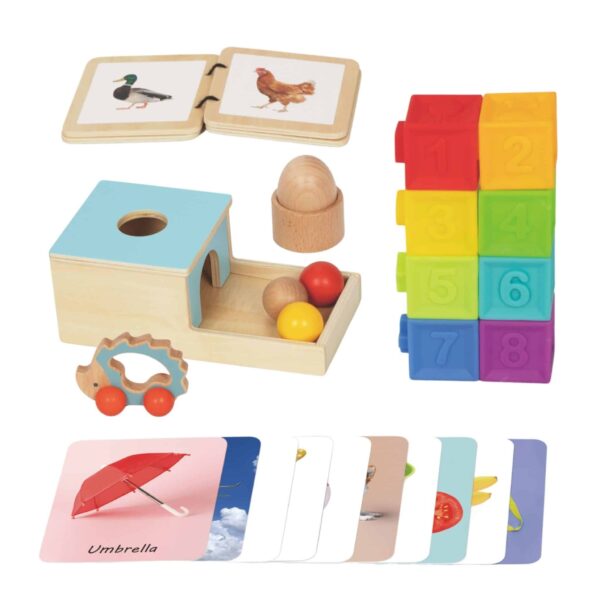 WOOPIE GREEN Box Pudełko XXL Montessori Edukacyjne 6w1 Sensoryczne 7-8 Miesięcy 26el. FSC - 006