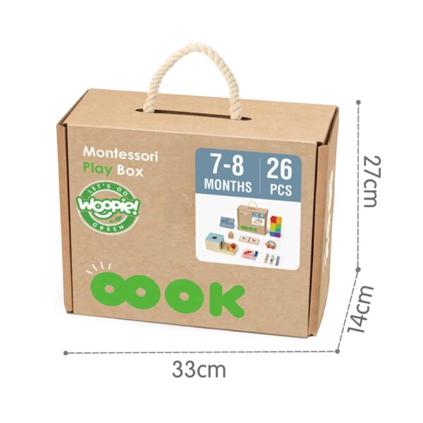 WOOPIE GREEN Box Pudełko XXL Montessori Edukacyjne 6w1 Sensoryczne 7-8 Miesięcy 26el. FSC - 007