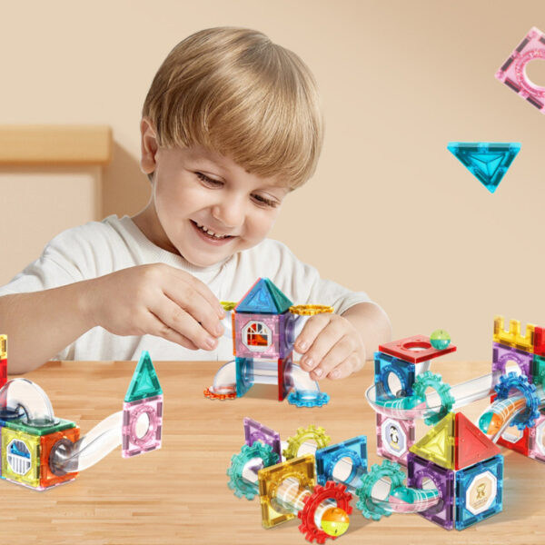 WOOPIE Klocki Magnetyczne Konstrukcyjne 3D Zestaw Edukacyjny Tor Kulkowy Kulodrom 126el. - 002