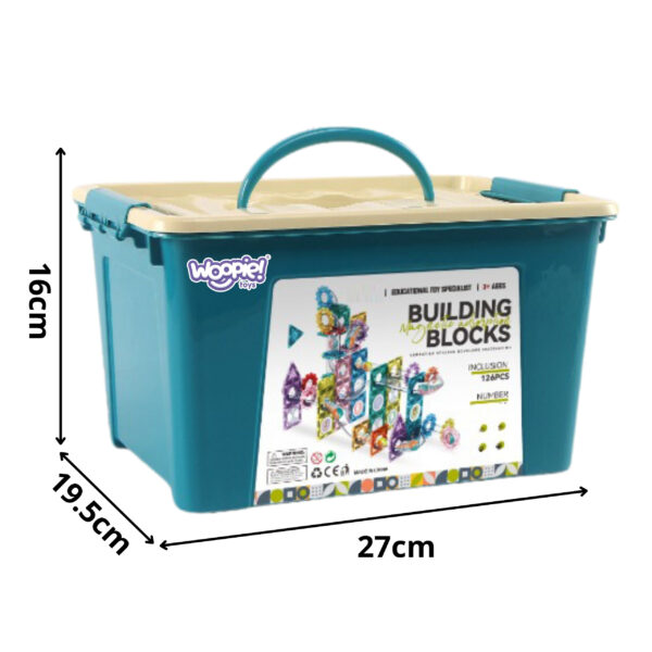 WOOPIE Klocki Magnetyczne Konstrukcyjne 3D Zestaw Edukacyjny Tor Kulkowy Kulodrom 126el. - 006