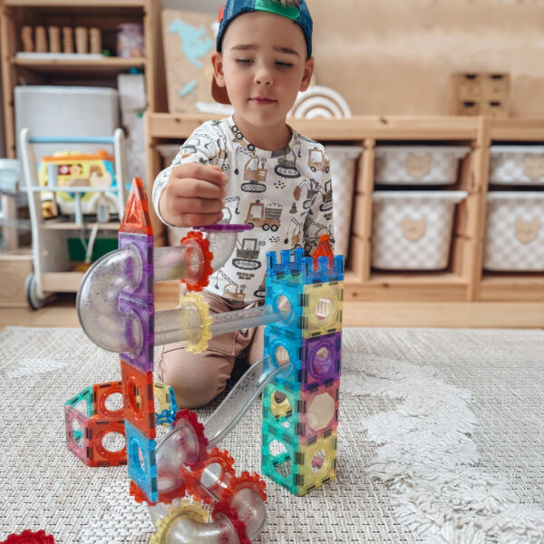 WOOPIE Klocki Magnetyczne Konstrukcyjne 3D Zestaw Edukacyjny Tor Kulkowy Kulodrom 126el. - 008