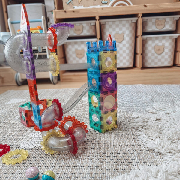 WOOPIE Klocki Magnetyczne Konstrukcyjne 3D Zestaw Edukacyjny Tor Kulkowy Kulodrom 126el. - 009