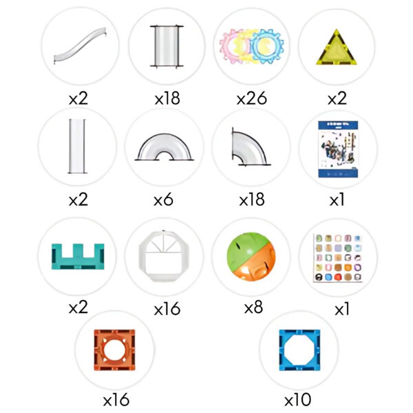 WOOPIE Klocki Magnetyczne Konstrukcyjne 3D Zestaw Edukacyjny Tor Kulkowy Kulodrom 126el. - 013