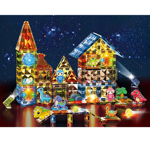 WOOPIE Klocki Magnetyczne Konstrukcyjne Świecące 3D Park Dinozaurów 124el. - 003