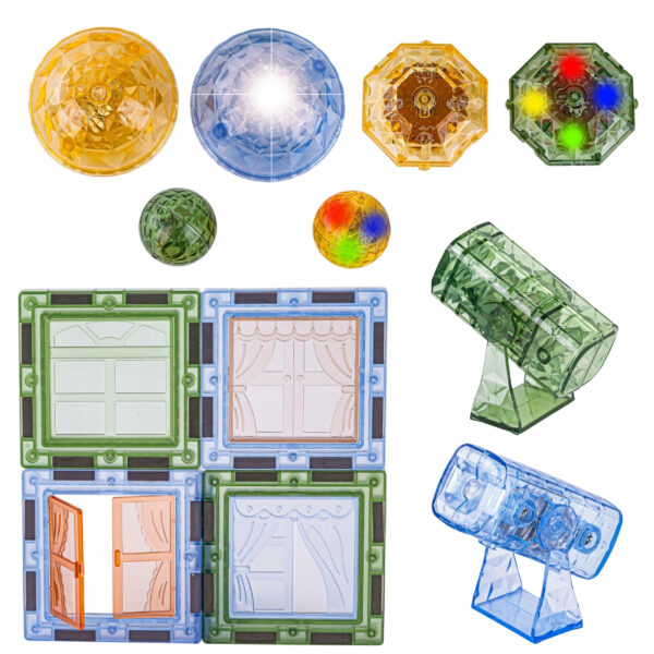 WOOPIE Klocki Magnetyczne Konstrukcyjne Świecące 3D Park Dinozaurów 124el. - 004