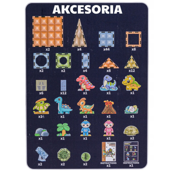 WOOPIE Klocki Magnetyczne Konstrukcyjne Świecące 3D Park Dinozaurów 124el. - 006