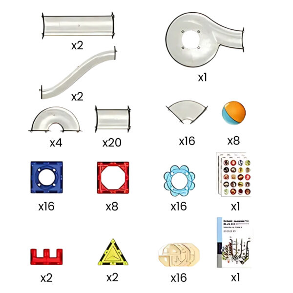 WOOPIE Klocki Magnetyczne Konstrukcyjne 3D Zestaw Edukacyjny Tor Kulkowy Kulodrom 113 el. - 003
