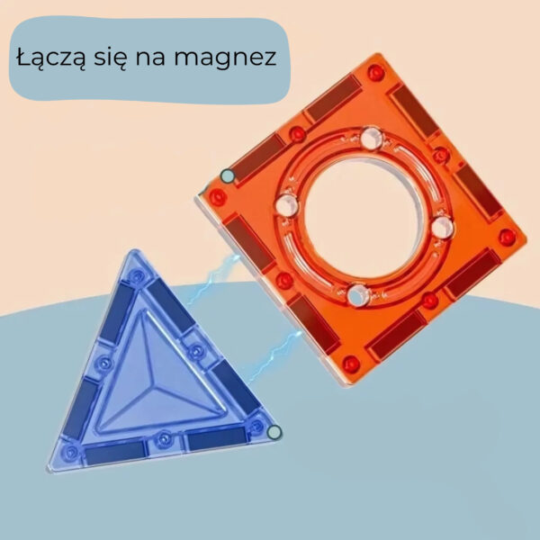 WOOPIE Klocki Magnetyczne Konstrukcyjne 3D Zestaw Edukacyjny Tor Kulkowy Kulodrom 113 el. - 004
