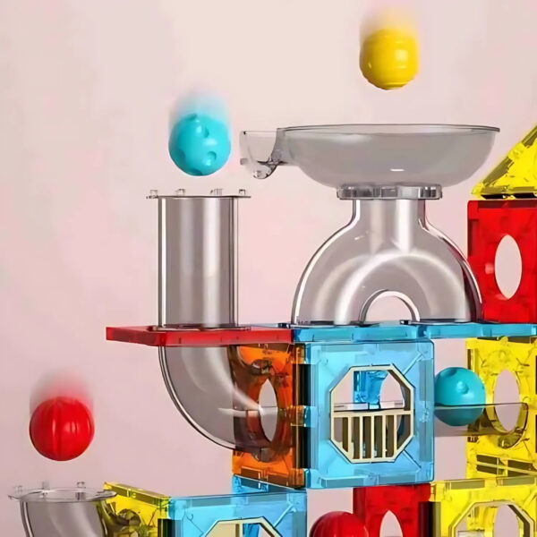 WOOPIE Klocki Magnetyczne Konstrukcyjne 3D Zestaw Edukacyjny Tor Kulkowy Kulodrom 113 el. - 005