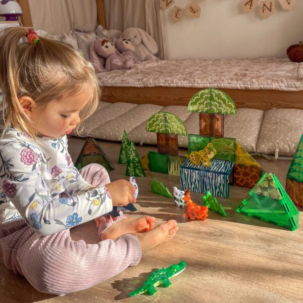 WOOPIE Klocki Magnetyczne Konstrukcyjne 3D Zestaw Edukacyjny Rzadkie Zwierzęta 45el. - 002