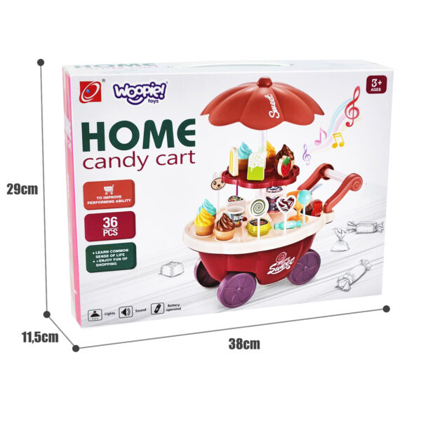 WOOPIE Sklep Food Truck Cukiernia Wózek Stoisko z Lodami Słodyczami Dźwięk Światło + 36 Akc - 010