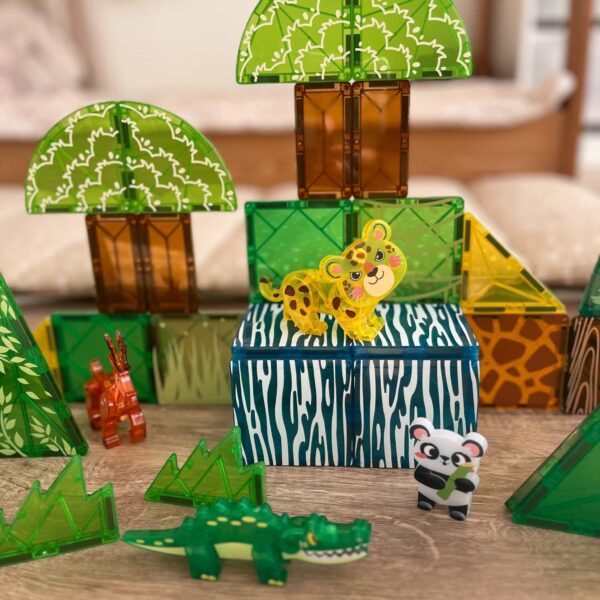 WOOPIE Klocki Magnetyczne Konstrukcyjne 3D Zestaw Edukacyjny Rzadkie Zwierzęta 45el. - 006
