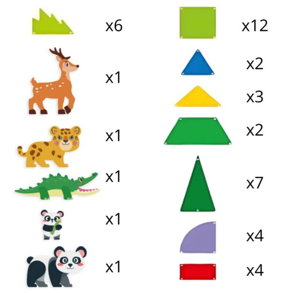 WOOPIE Klocki Magnetyczne Konstrukcyjne 3D Zestaw Edukacyjny Rzadkie Zwierzęta 45el. - 010