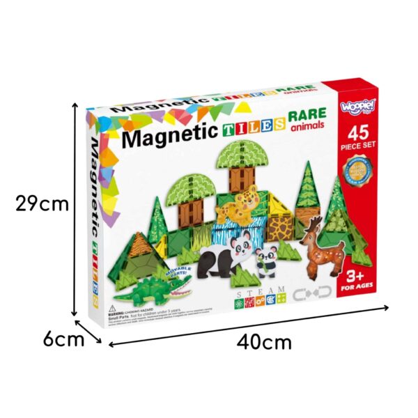 WOOPIE Klocki Magnetyczne Konstrukcyjne 3D Zestaw Edukacyjny Rzadkie Zwierzęta 45el. - 012