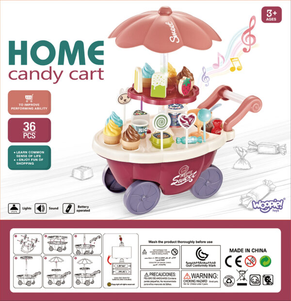 WOOPIE Sklep Food Truck Cukiernia Wózek Stoisko z Lodami Słodyczami Dźwięk Światło + 36 Akc - 011