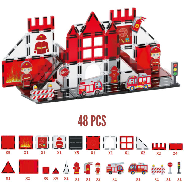 WOOPIE Klocki Magnetyczne 3D Zestaw Straż Pożarna 48el. - 004