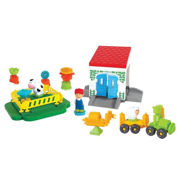 MOCHTOYS Klocki Jeżyki Pin Bricks FARMA w Kartonie 100 el. + 3 Figurki - 002