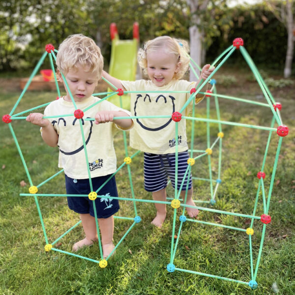 WOOPIE Duże Klocki Konstrukcyjny Namiot Zestaw Słomki Rurki 128 el. - 002