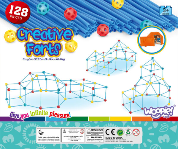 WOOPIE Duże Klocki Konstrukcyjny Namiot Zestaw Słomki Rurki 128 el. - 012