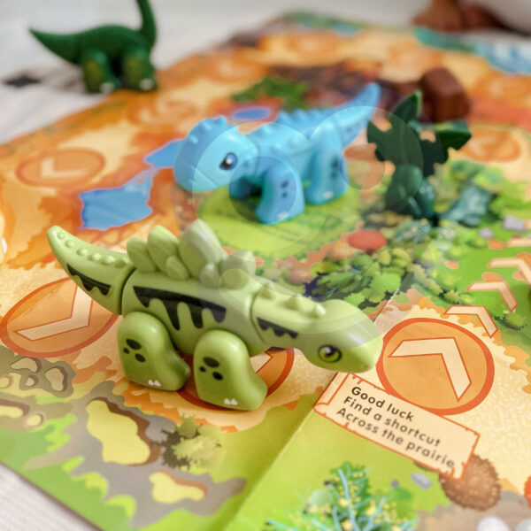 WOOPIE Zestaw Konstrukcyjny 2w1 Gra Planszowa Dinozaury + Kostka 46 el. - 007