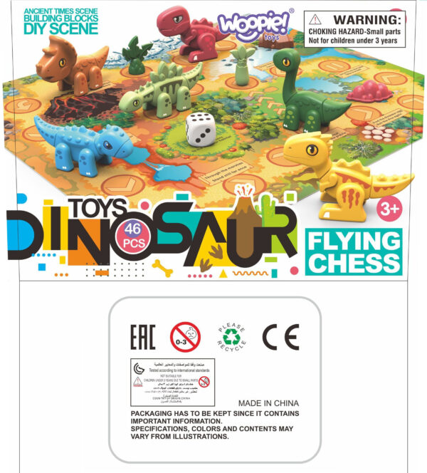 WOOPIE Zestaw Konstrukcyjny 2w1 Gra Planszowa Dinozaury + Kostka 46 el. - 013