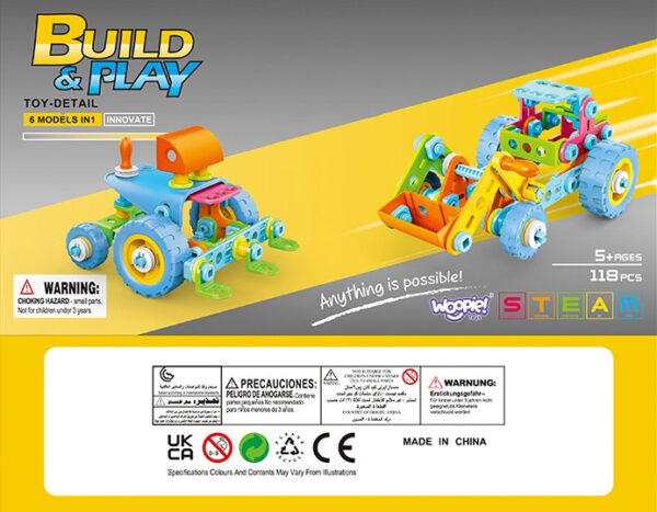 WOOPIE Zestaw Pojazdów Klocki Konstrukcyjny 6w1 STEM - 015