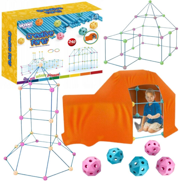 WOOPIE Zestaw Konstrukcyjny XXL Klocki do Budowania Namiotu Bazy Rurki Słomki 340 el. - 002