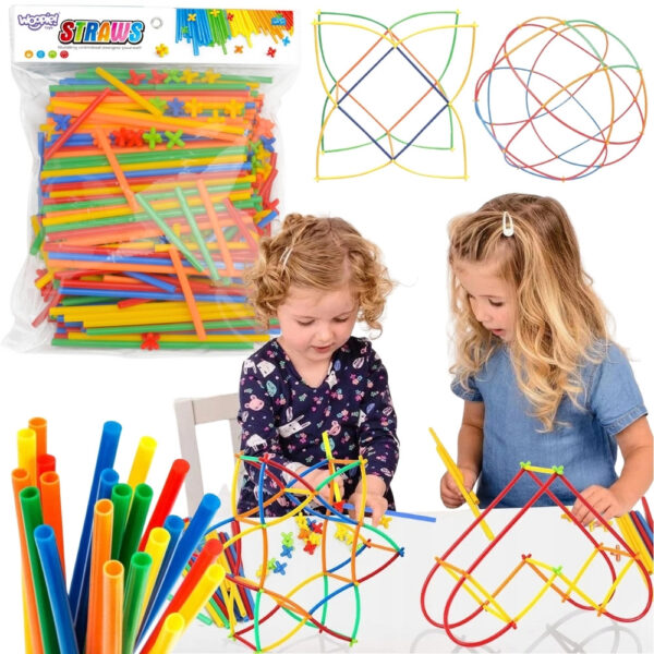 WOOPIE Klocki Konstrukcyjne Kolorowe Słomki 500 el. - 001