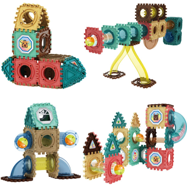 WOOPIE Klocki Magnetyczne Konstrukcyjne 3D Zestaw Edukacyjny Tor Kulkowy 68el. - 003