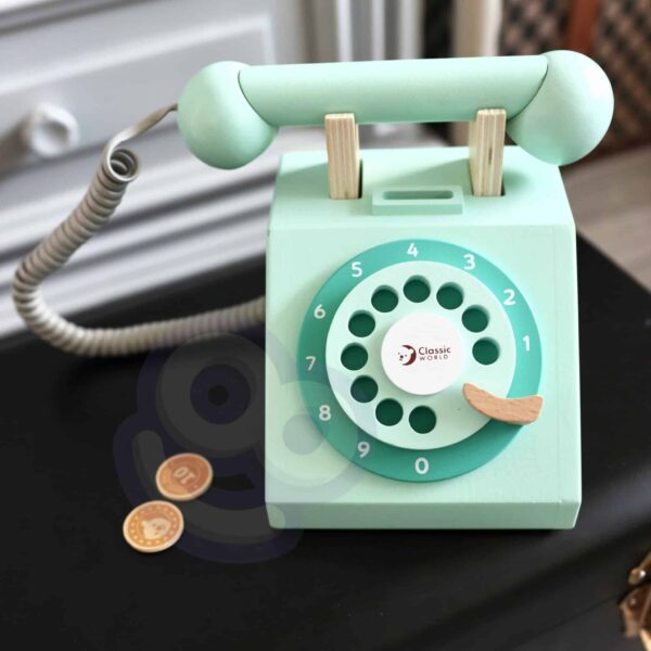 Klasyczny drewniany telefon dla dzieci 4 el. - Classic World - 005