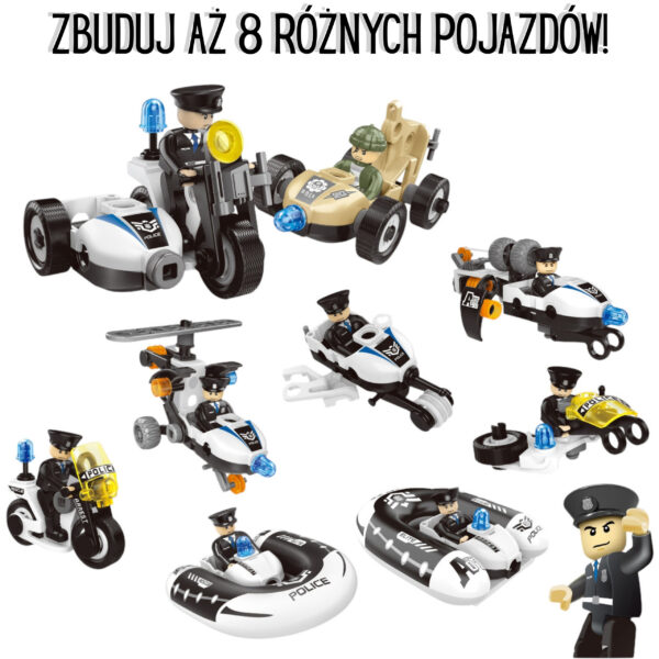 WOOPIE Klocki Konstrukcyjne Zbuduj Pojazdy Policyjne 8 Modeli STEAM – Zostań bohaterem miasta! - 002