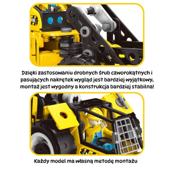 WOOPIE Zestaw Konstrukcyjny Pojazdy Budowlane STEAM 6w1 223 el. - 005