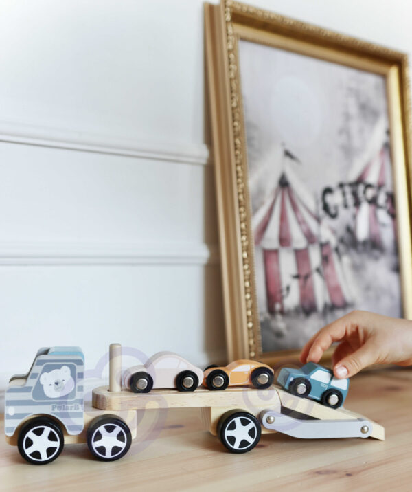 VIGA PolarB Drewniana laweta z samochodzikami Montessori - 003
